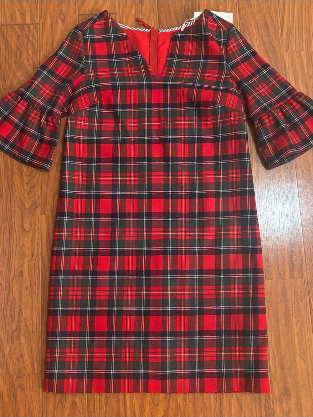 NWT Vineyard Vines Plaid Greenwich Flutter Sleeve Dress Women's Sz 00 Red Black